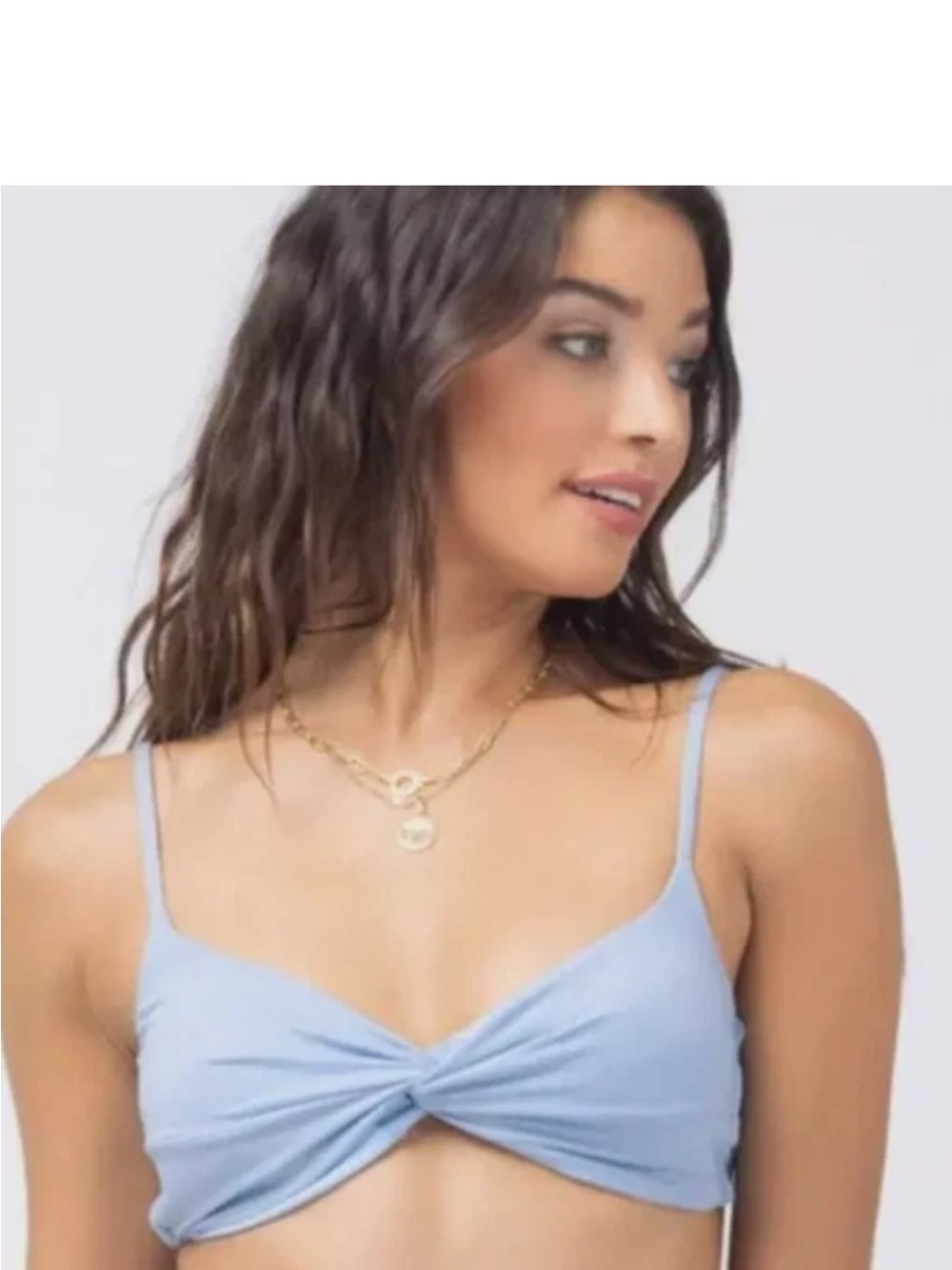 l*space Light Blue Twist-Front High-Waist Bikini L Space Nancy Lee Bikini Bottom